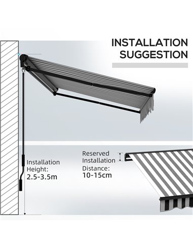 Outsunny 3 x 2m Aluminium Frame Electric Awning, Retractable Awning Sun Canopies for Patio Door Window, Grey and White 840-263V7
