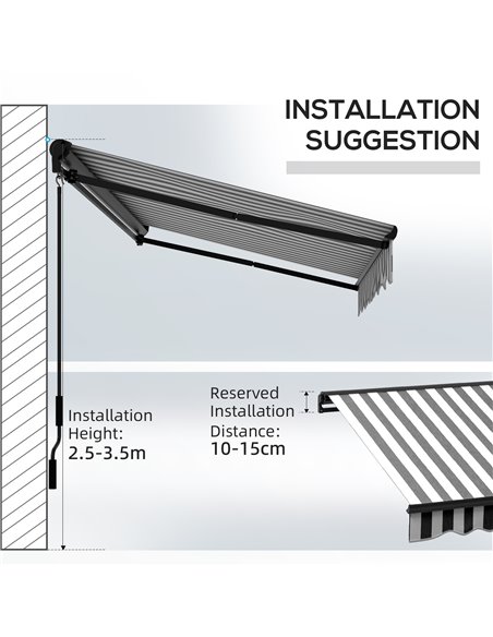 Outsunny 3 x 2m Aluminium Frame Electric Awning, Retractable Awning Sun Canopies for Patio Door Window, Grey and White 840-263V7 - pic 52756 | FastDaddyshop