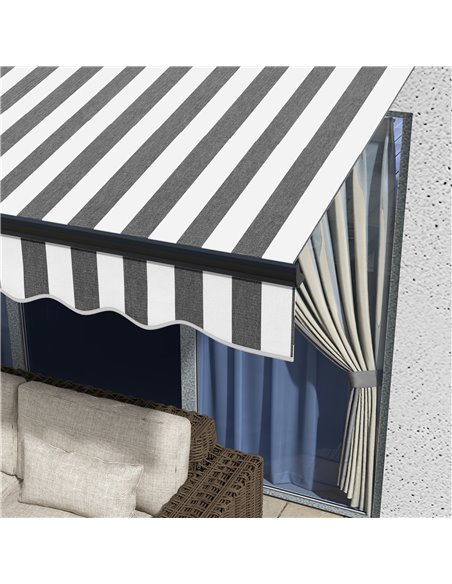 Outsunny 3 x 2m Aluminium Frame Electric Awning, Retractable Awning Sun Canopies for Patio Door Window, Grey and White 840-263V7 - pic 52757 | FastDaddyshop