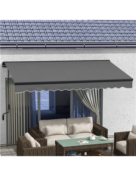 Outsunny 3.5 x 2.5m Aluminium Frame Electric Awning, Retractable Awning Sun Canopies for Patio Door Window, Dark Grey 840-263V70 - pic 52759 | FastDaddyshop