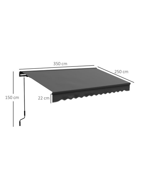 Outsunny 3.5 x 2.5m Aluminium Frame Electric Awning, Retractable Awning Sun Canopies for Patio Door Window, Dark Grey 840-263V70 - pic 52760 | FastDaddyshop