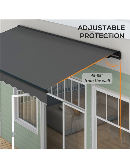 Outsunny 3.5 x 2.5m Aluminium Frame Electric Awning, Retractable Awning Sun Canopies for Patio Door Window, Dark Grey 840-263V70 - pic 52762 | FastDaddyshop