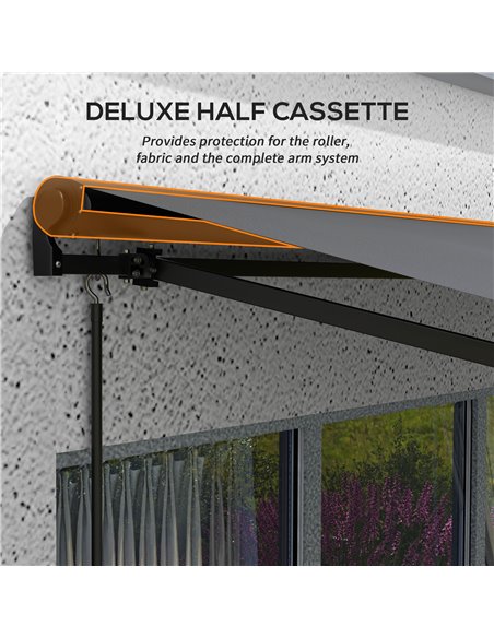 Outsunny 3.5 x 2.5m Aluminium Frame Electric Awning, Retractable Awning Sun Canopies for Patio Door Window, Dark Grey 840-263V70 - pic 52764 | FastDaddyshop