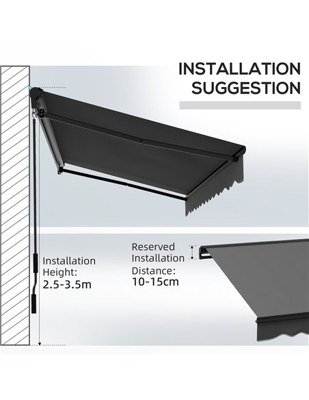 Outsunny 3.5 x 2.5m Aluminium Frame Electric Awning, Retractable Awning Sun Canopies for Patio Door Window, Dark Grey 840-263V70 - pic 52765 | FastDaddyshop