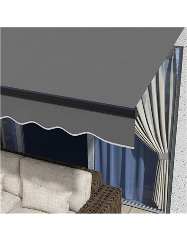 Outsunny 3.5 x 2.5m Aluminium Frame Electric Awning, Retractable Awning Sun Canopies for Patio Door Window, Dark Grey 840-263V70