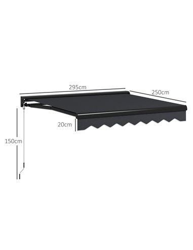Outsunny 3 x 2.5m Electric Awning with LED Light, Aluminium Frame Retractable Awning Sun Canopies for Patio Door Window 840-256V