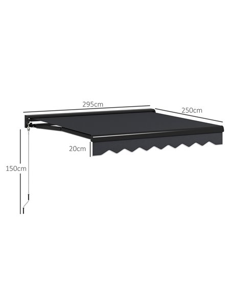 Outsunny 3 x 2.5m Electric Awning with LED Light, Aluminium Frame Retractable Awning Sun Canopies for Patio Door Window 840-256V - pic 52769 | FastDaddyshop