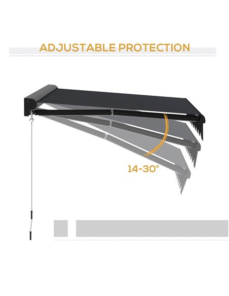 Outsunny 3 x 2.5m Electric Awning with LED Light, Aluminium Frame Retractable Awning Sun Canopies for Patio Door Window 840-256V - pic 52773 | FastDaddyshop