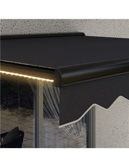 Outsunny 3 x 2.5m Electric Awning with LED Light, Aluminium Frame Retractable Awning Sun Canopies for Patio Door Window 840-256V - pic 52775 | FastDaddyshop