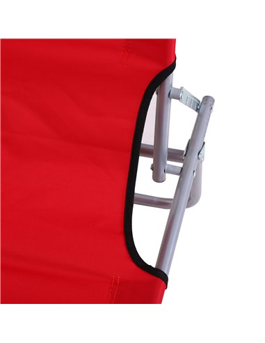 Outsunny Folding Sun Lounger Set, 2 Piece Recliner Chairs with Adjustable Sunshade Awning for Beach & Patio, Red 84B-P158