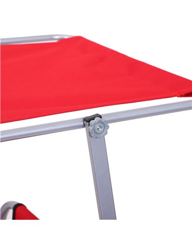 Outsunny Folding Sun Lounger Set, 2 Piece Recliner Chairs with Adjustable Sunshade Awning for Beach & Patio, Red 84B-P158