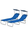Outsunny Outdoor Foldable Sun Lounger Set of 2, Blue 84B-001V01BU