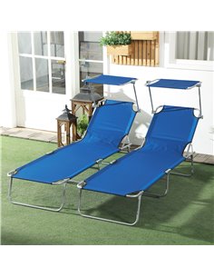 Outsunny Outdoor Foldable Sun Lounger Set of 2, Blue 84B-001V01BU 2