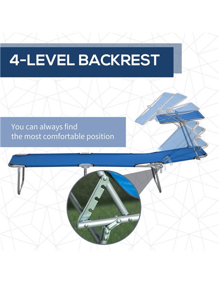 Outsunny Outdoor Foldable Sun Lounger Set of 2, 4 Level Adjustable Backrest Reclining Sun Lounger Chair with Angle Adjust Sun Sh - pic 52789 | FastDaddyshop