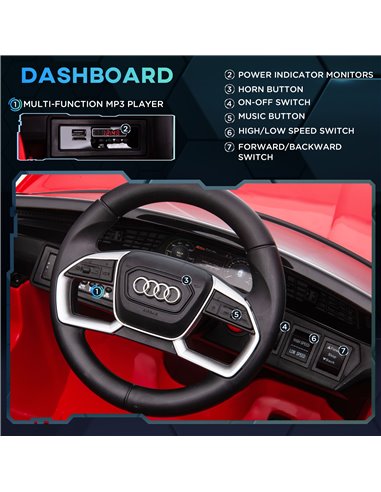 HOMCOM Audi E-tron Licensed 12V Kids Electric Ride On Car with Parental Remote Music Lights MP3 Suspension Wheels for 3-5 Years 