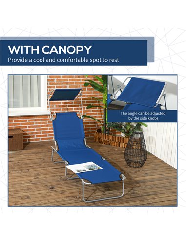 Outsunny Outdoor Foldable Sun Lounger Set of 2, 4 Level Adjustable Backrest Reclining Sun Lounger Chair with Angle Adjust Sun Sh