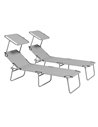 Outsunny Outdoor Foldable Sun Lounger Set of 2, Light Grey 84B-001V01LG