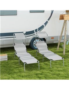 Outsunny Outdoor Foldable Sun Lounger Set of 2, Light Grey 84B-001V01LG 2