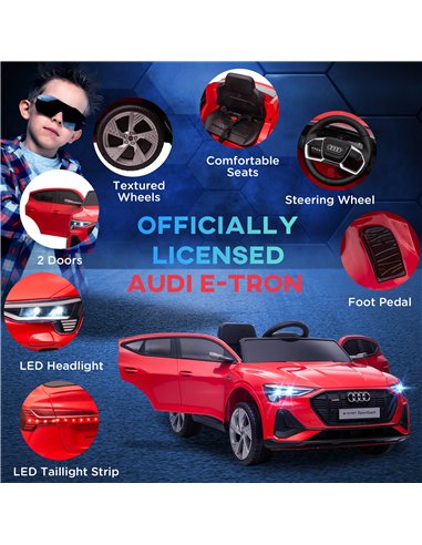 HOMCOM Audi E-tron Licensed 12V Kids Electric Ride On Car with Parental Remote Music Lights MP3 Suspension Wheels for 3-5 Years 