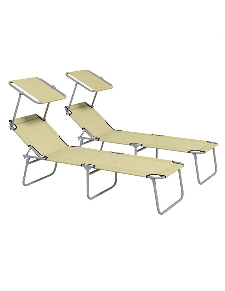 Outsunny Outdoor Foldable Sun Lounger Set of 2, Beige 84B-001V01BG - pic 52803 | FastDaddyshop