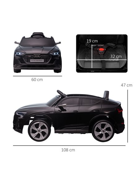 HOMCOM Kids Electric Ride-On Sports Car, 12V Two Motors Battery Powered Toy w/ Remote Control, Lights, Music, Horn - Black - pic 5283 | FastDaddyshop