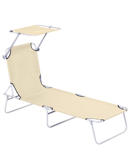 Outsunny Sun Lounger with Reclining Back, Folding Design, Beige 84B-001BG - pic 52830 | FastDaddyshop
