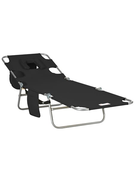 Outsunny Beach Chaise Lounge, Foldable Sun Lounger, Black 84B-867V70BK - pic 52839 | FastDaddyshop