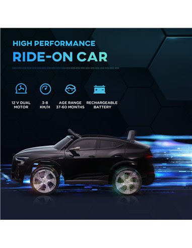 HOMCOM Kids Electric Ride-On Sports Car, 12V Two Motors Battery Powered Toy w/ Remote Control, Lights, Music, Horn - Black