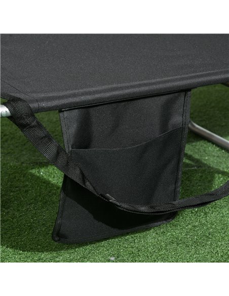 Outsunny Beach Chaise Lounge, Foldable Sun Lounger with Reading Hole, Adjustable Backrest & Side Pocket, Black 84B-867V70BK - pic 52847 | FastDaddyshop
