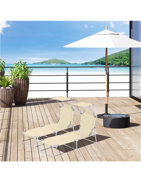 Outsunny Outdoor Recliner Set, 2 Foldable Sun Loungers with Canopy, Adjustable Backrest for Patio Comfort 84B-P085 - pic 52849 | FastDaddyshop
