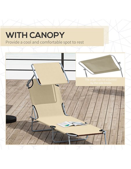 Outsunny Outdoor Recliner Set, 2 Foldable Sun Loungers with Canopy, Adjustable Backrest for Patio Comfort 84B-P085 - pic 52853 | FastDaddyshop