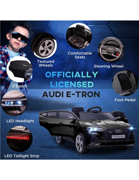 HOMCOM Kids Electric Ride-On Sports Car, 12V Two Motors Battery Powered Toy w/ Remote Control, Lights, Music, Horn - Black - pic 5286 | FastDaddyshop