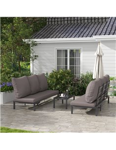 Outsunny 3 Pieces Garden Sun Loungers Set with Cushion, Grey 84G-337V70CG 2