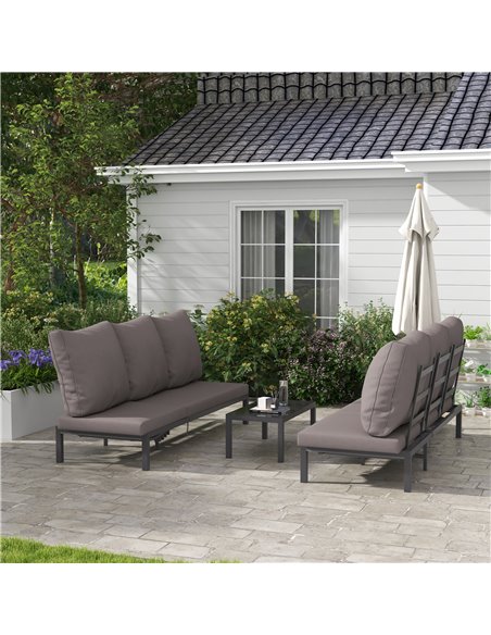 Outsunny 3 Pieces Garden Sun Loungers Set with Cushion, Grey 84G-337V70CG - pic 52867 | FastDaddyshop