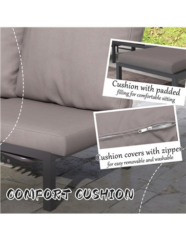 Outsunny 3 Pieces Garden Sun Loungers Set with Cushion, 5-level Adjustable Outdoor Recliner Bed Set w/ Glass Top Table, 2-In-1 D