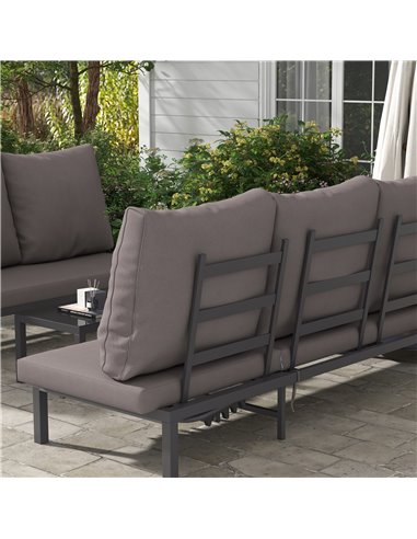 Outsunny 3 Pieces Garden Sun Loungers Set with Cushion, 5-level Adjustable Outdoor Recliner Bed Set w/ Glass Top Table, 2-In-1 D