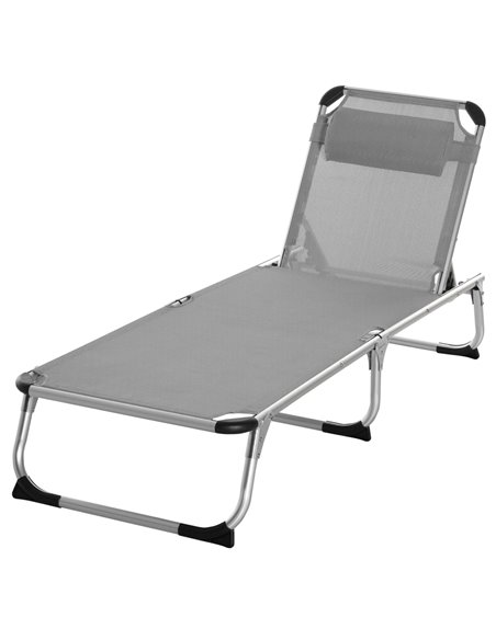 Outsunny Reclining Sun Lounger, Foldable Lounge Chair, Grey 84B-592V70LG - pic 52884 | FastDaddyshop