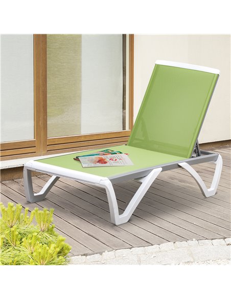 Outsunny Portable Chaise Lounge, Outdoor Sun Lounger with Adjustable Back, Texteline, Green 84B-595GN - pic 52894 | FastDaddyshop