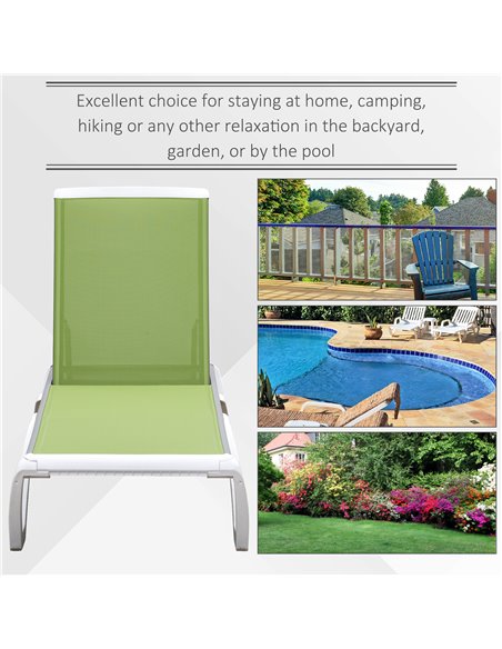 Outsunny Portable Chaise Lounge, Outdoor Sun Lounger with Adjustable Back, Texteline, Green 84B-595GN - pic 52899 | FastDaddyshop