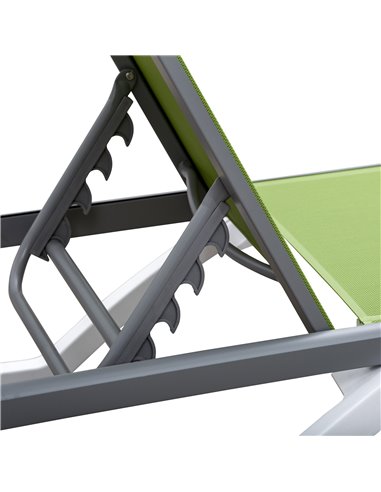 Outsunny Portable Chaise Lounge, Outdoor Sun Lounger with Adjustable Back, Texteline, Green 84B-595GN