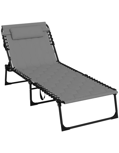 Outsunny Foldable Sun Lounger with 5-level Reclining Back, Grey 84G-268V70GY - pic 52911 | FastDaddyshop