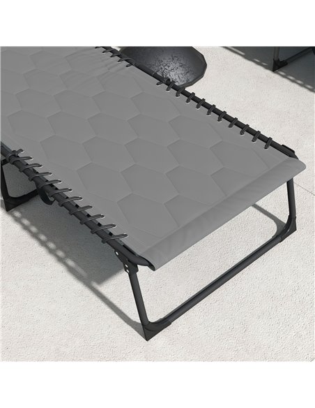 Outsunny Foldable Sun Lounger with 5-level Reclining Back, Outdoor Tanning Chair w/ Padded Seat, Outdoor Sun Lounger with Side P - pic 52919 | FastDaddyshop