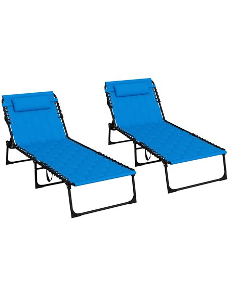 Outsunny Foldable Sun Lounger Set with 5-level Reclining Back, Blue 84G-268V71BU - pic 52920 | FastDaddyshop