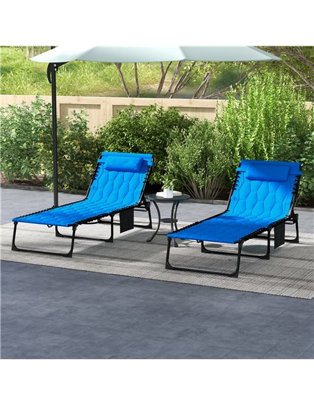 Outsunny Foldable Sun Lounger Set with 5-level Reclining Back, Outdoor Tanning Chairs w/ Padded Seat, Outdoor Sun Loungers w/ Si - pic 52921 | FastDaddyshop