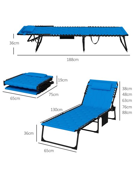 Outsunny Foldable Sun Lounger Set with 5-level Reclining Back, Outdoor Tanning Chairs w/ Padded Seat, Outdoor Sun Loungers w/ Si - pic 52922 | FastDaddyshop