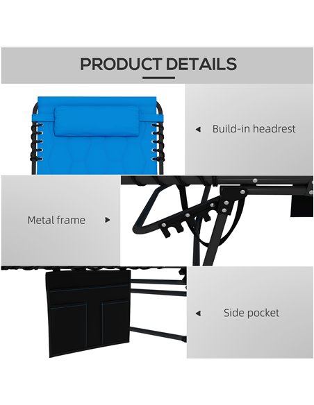 Outsunny Foldable Sun Lounger Set with 5-level Reclining Back, Outdoor Tanning Chairs w/ Padded Seat, Outdoor Sun Loungers w/ Si - pic 52924 | FastDaddyshop