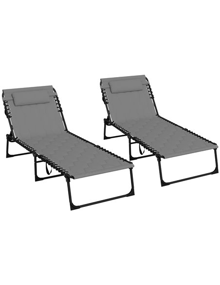 Outsunny Foldable Sun Lounger Set with 5-level Reclining Back, Grey 84G-268V71GY - pic 52929 | FastDaddyshop