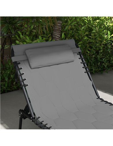 Outsunny Foldable Sun Lounger Set with 5-level Reclining Back, Outdoor Tanning Chairs w/ Padded Seat, Outdoor Sun Loungers with 