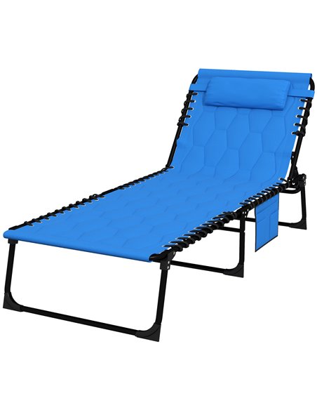 Outsunny Sun Lounger, Foldable with 5-Level Reclining Back, Blue 84G-268V70BU - pic 52938 | FastDaddyshop