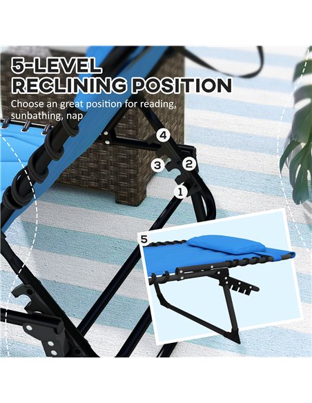 Outsunny Sun Lounger, Foldable with 5-Level Reclining Back, Padded Seat & Side Pocket, Outdoor Tanning Chair 84G-268V70BU - pic 52942 | FastDaddyshop